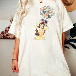 belle princess shirt, beauty beast shirt, disney princess shirt, disney balloon shirt, disney character tee, comfort col