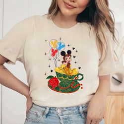 belle princess shirt, disney belle shirt, disney teacup shirt, disney princess shirt, mickey balloon shirt, disney chara