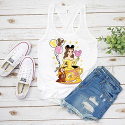 belle tank top, princess belle tank top, disney princess tank, disney balloon tank, disney princess shirt, belle shirt,