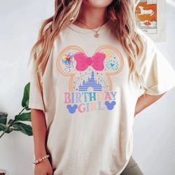 disney birthday girl shirt, disney comfort colors shirt, birthday girl shirt, disney minnie ear shirt, birthday shirt, d