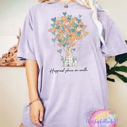 disney comfort colors shirt, happiest place on earth shirt, disney castle shirt,disney trip shirt, disney balloon shirt,