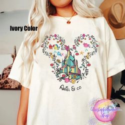 disney comfort colors shirt, vintage ariel shirt, little mermaid shirt, disney castle floral shirt, mickey ears floral s