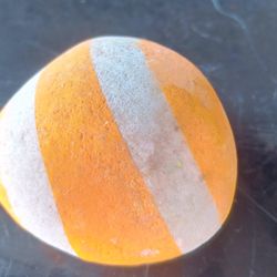 Orange With White Strip Pebble 50MMX40MMX50Mm Size Single Piece For Table Decor