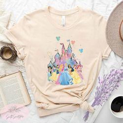 disney princess shirt, disney watercolor castle tee, disney balloons shirt, disney birthday girl, princess birthday shir