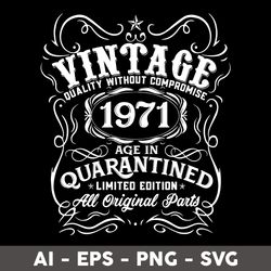 vintage 1971 age in quarantined all original parts svg, vintage 1969 birthday svg, birthday svg - digital file