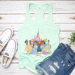 disney princess tank, princess castle tank, disney tank, disney belle, cinderella, tiana, rapunzel tank, disneyland trip