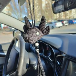 Car charm plush, Rear view mirror, Demon, Kawaii decor, Stuff animal, Gothic spooky toy, Weird toy, Gift for friend