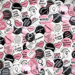 feminist buttons 23 seamless tileable repeating pattern