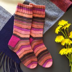 Striped womens winter socks