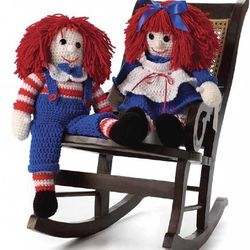 Toys Crochet Patterns - Red headed Twins Betsy and Billy- Stuffed Toy Vintage patterns Digital PDF