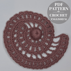 Seashell crochet pattern, crochet applique swirl spiral, crochet leaves patterns, crochet motif for Irish Lace.