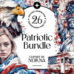 patriotic 4 july bundle watercolor clipart png transparent background