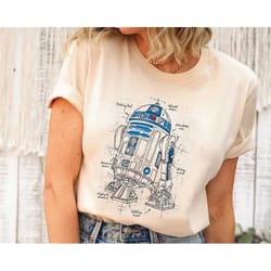 star wars r2-d2 astromech droid schematic the last jedi shirt/ star wars day 2023 t-shirt / may the 4th / galaxy's edge