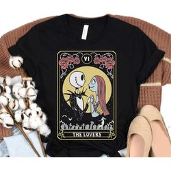 retro jack skellington and sally tarot card lover shirt / the nightmare before christmas / disney couple matching t-shir