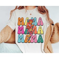 retro 70s mama flowers shirt / mom floral lightning t-shirt / mother life / motherhood shirt / mother's day gift / cute