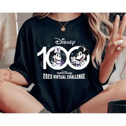 disney 100 mickey minnie 2023 virtual challenge shirt / disney marathon weekend t-shirt / disney running shirt / disney