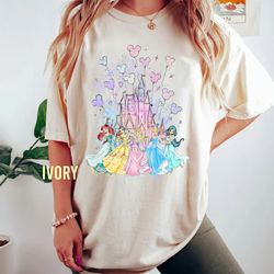 disney princess comfort colors shirt, disney watercolor castle shirt, disney balloons shirt, disney girl trip shirt, dis