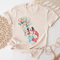 disney princess shirt, princess shirt, mickey balloon shirt, disney ariel princess shirt, disney balloon shirt, disney v