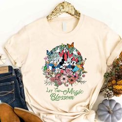 epcot flower and garden shirt, let the magic blossom shirt, daisy donald floral, mickey minnie epcot, family vacation sh