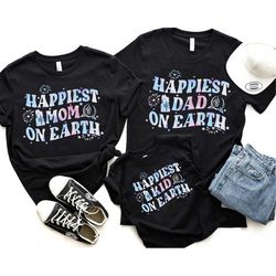 personalized disney 100 years of wonder happinest family matching shirt / disney mom dad baby t-shirt / custom disneylan