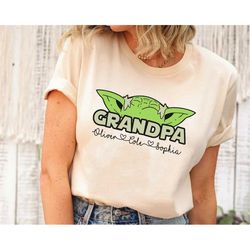 custom star wars yoda master grandpa with kids name shirt / father's day gift for grandpa / personalized nickname dad sh