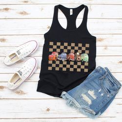 lighting mcqueen tank, disney cars checkered, car racer tee, disney cars land tank, car pixar tank, car  and friend tank