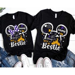 custom mickey and minnie mouse ears bestie shirt / disney best friends t-shirt / disneyland platinum 2023 trip / 100 yea