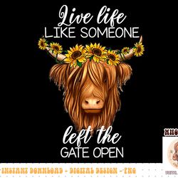 country heifer highland cow with sunflowers farm farmer girl png