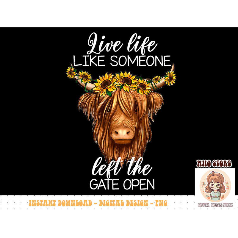 Country Heifer Highland Cow With Sunflowers Farm Farmer Girl T-Shirt copy.jpg