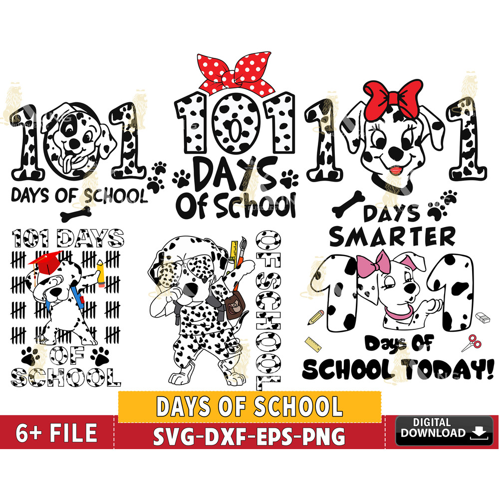 101 Days Of School Dalmatian Dog svg, 101 Days Smarter, 101 Days Of School svg bundle.jpg