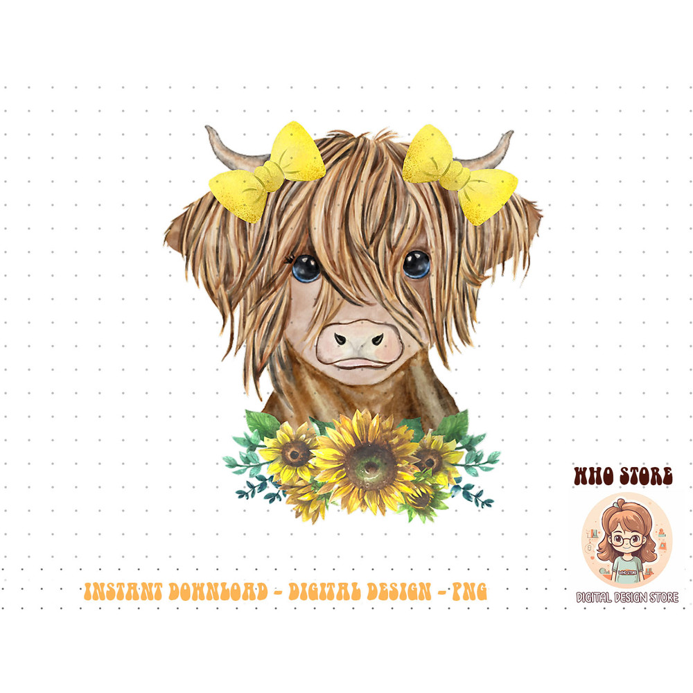 Cute Baby Highland Cow With Sunflowers Farm Farmer Wife Girl T-Shirt copy.jpg