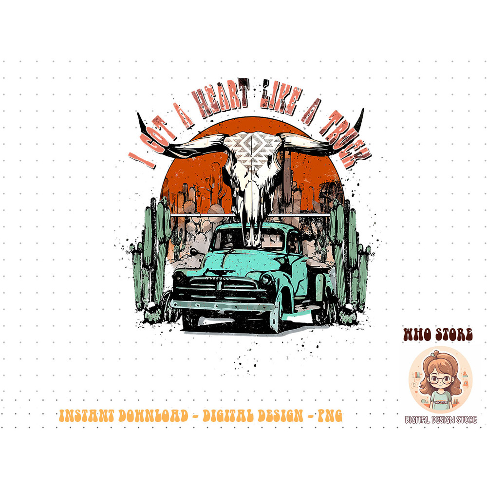 Desert Bull Skull Got A Heart Like A Truck Western Valentine T-Shirt copy.jpg