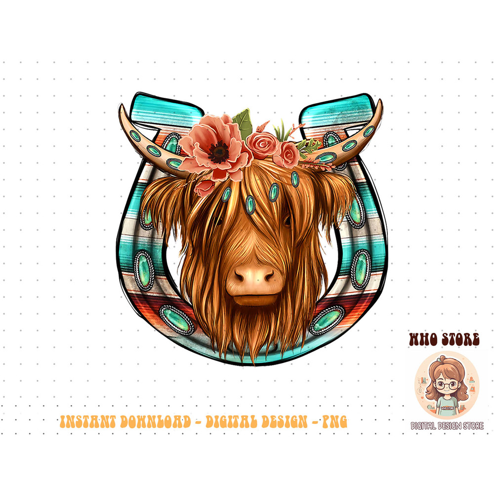 Floral Highland Cow Heifer Horseshoe Western Country Cowboy T-Shirt copy.jpg
