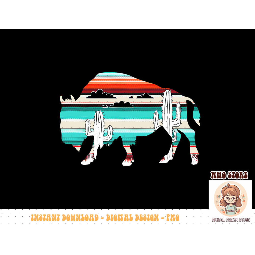 Funny Bison desert Cactus Serape Western T-Shirt copy.jpg