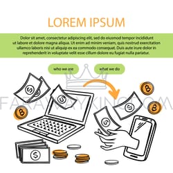 p2p money flying sending payment doodle commerce banner