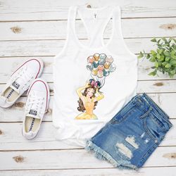 princess belle tank top, belle tank top, disney princess tank, disney balloon tank, disney princess shirt, belle shirt,