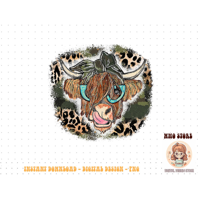Highland Cow Leopard Bandana Cowgirl Cowhide Western T-Shirt copy.jpg