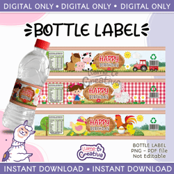 Farm Girl bottle label, Printable Birthday party, Farm bottle label Digital printable, instant download, not editable