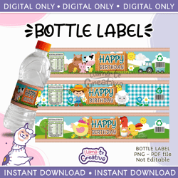 Farm Boy bottle label, Printable Birthday party, Instant download