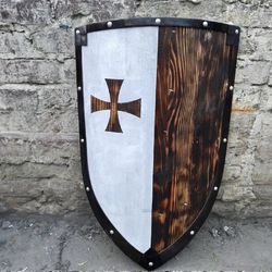 Medieval Viking Wood Shield Battle Warrior Crusader Shield LARP Reproduction Shield 30"