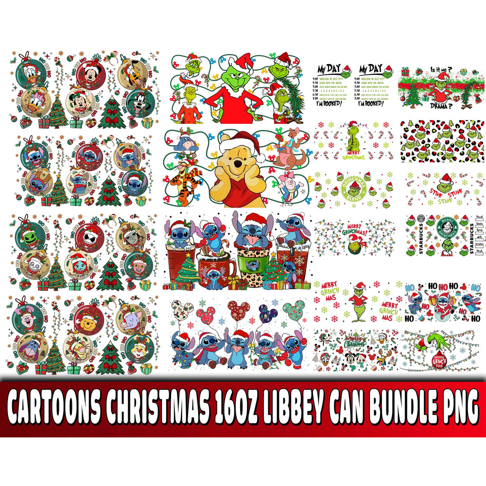 Cartoons Christmas 16oz Libbey Can bundle PNG 2.jpg