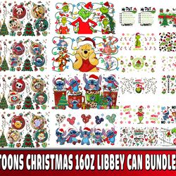 cartoons christmas 16oz libbey can bundle png