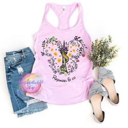 tangled tank top, rapunzel tower tank, rapunzel tank top, princess tank, princess tank top, castle tank, mickey flower t