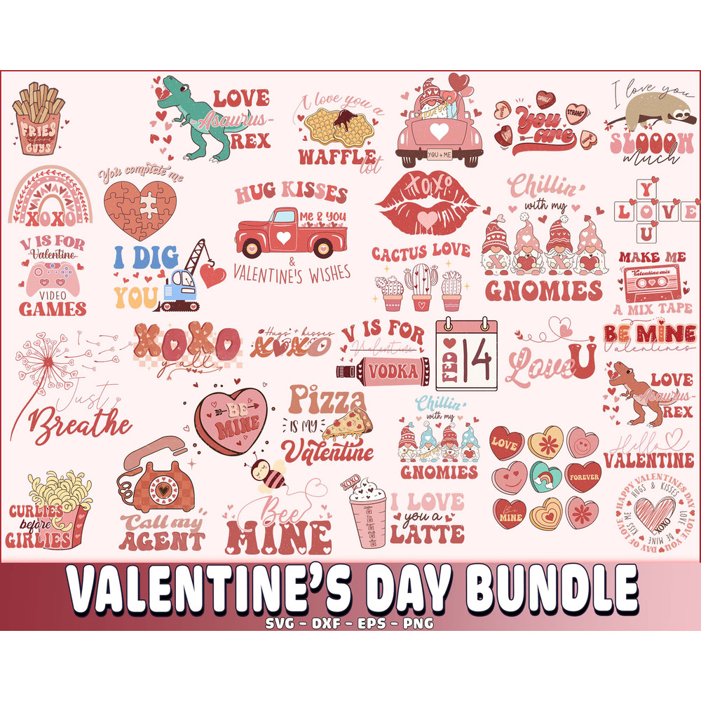 Retro Valentines Day SVG ,Messy, t-rex , Car , Love, Teeddy Valentine_s day SVG DXF EPS PNG.jpg