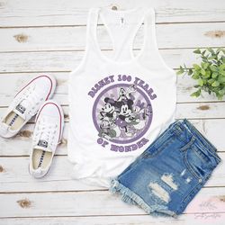 vintage disney 100th disney anniversary tank, mickey and friends 100 years of wonder, disney 100 year tank, mickey and f