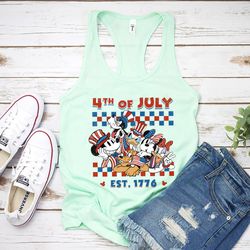 vintage disney 4th of july tank, retro mickey and friends est 1976, independence day tank, disney checkered tank, disney