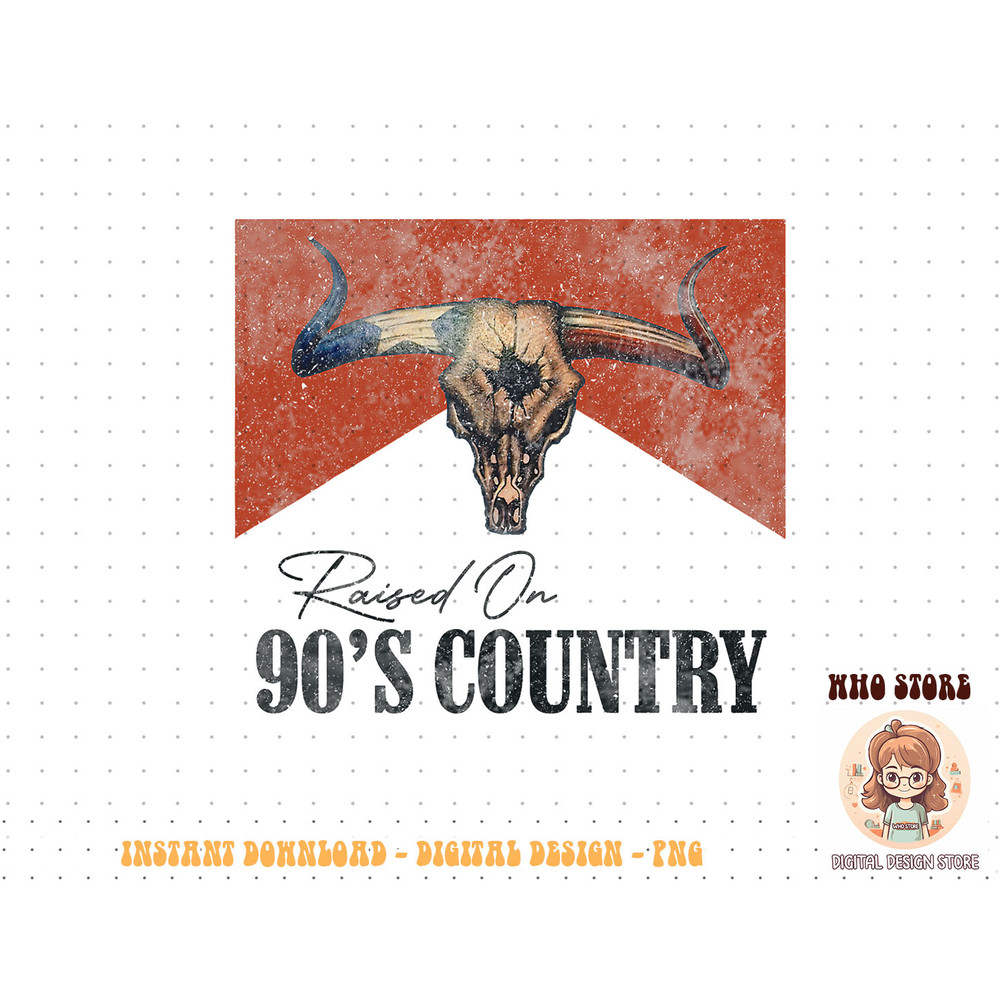 Vintage Raised On 90's Country Music Bull Skull Western T-Shirt copy.jpg