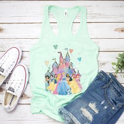 watercolor disney castle tanks, disney princess tank, magic castle tank, watercolor princess tank, disney girl trip tank