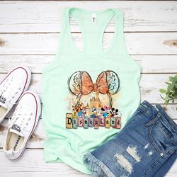 watercolor disneyland tank, mickey and friend tank, retro disneyworld tank, vintage disney tank, disney castle tank, dis