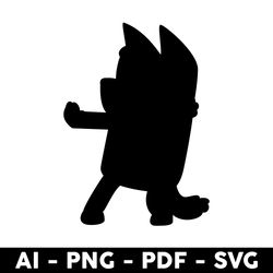 bandit silhouette svg, bandit heeler svg, bluey dad svg, bluey svg, bluey dog svg, cartoon svg - digital file